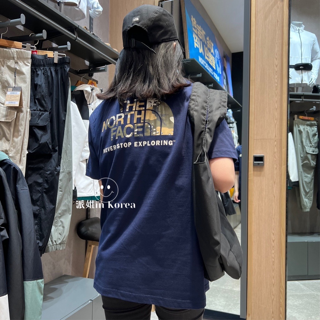 Áo Thun Cotton Ngắn Tay In LOGO The North Face Họa Tiết Rằn Ri NT7UN58