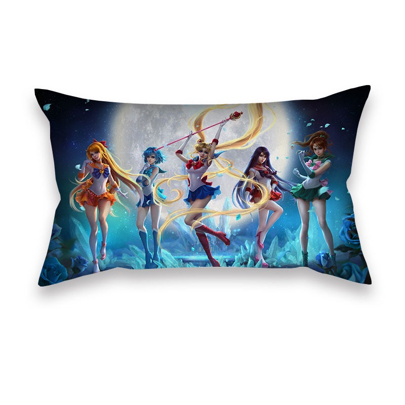 Vỏ Gối Vuông 50 * 30cm In Hình Thủy Thủ Mặt Trăng Đáng Yêu