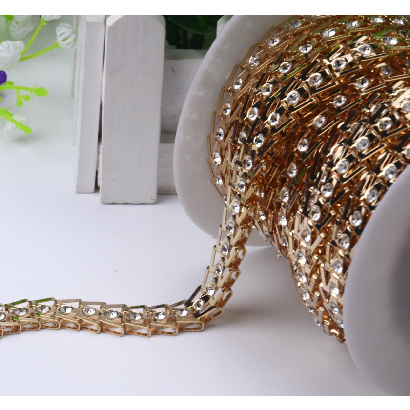 Cuộn Dây Ruy Băng Đính Đá Pha Lê 1Yards Dùng Trang Trí Túi Xách / Quần Áo DIY