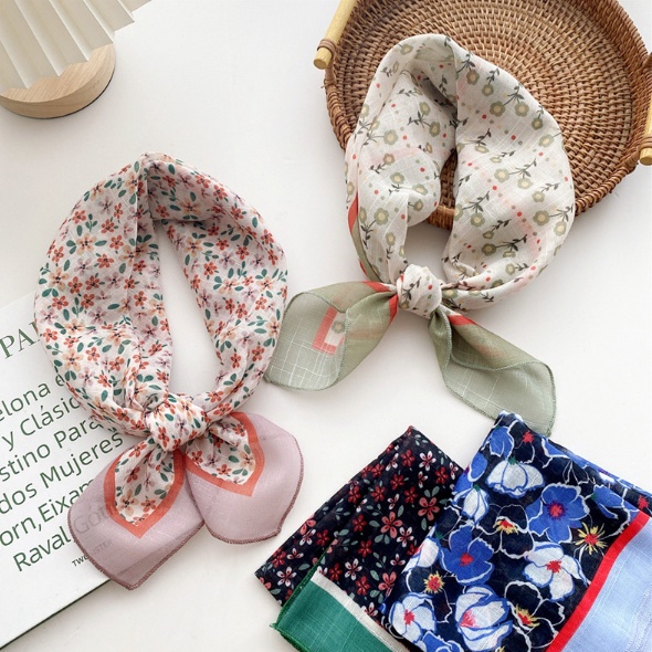 Khăn Quàng Cổ Hình Vuông Bằng Vải Lanh Cotton 58 Phong Cách Hàn Quốc Thời Trang Xuân Thu Cho Nữ