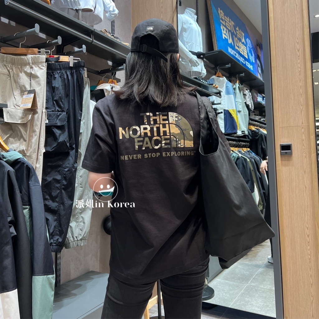 Áo Thun Cotton Ngắn Tay In LOGO The North Face Họa Tiết Rằn Ri NT7UN58