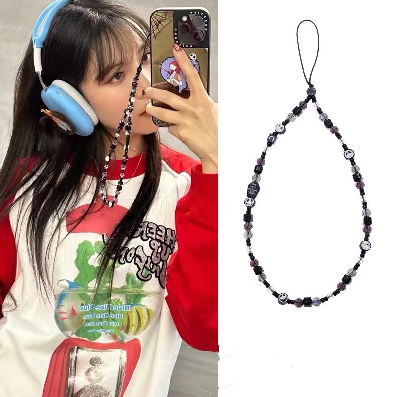 Dây Đeo Điện Thoại Di Động Dạng Chuỗi Hạt Mặt Cười Ngôi Sao Phong Cách Mới