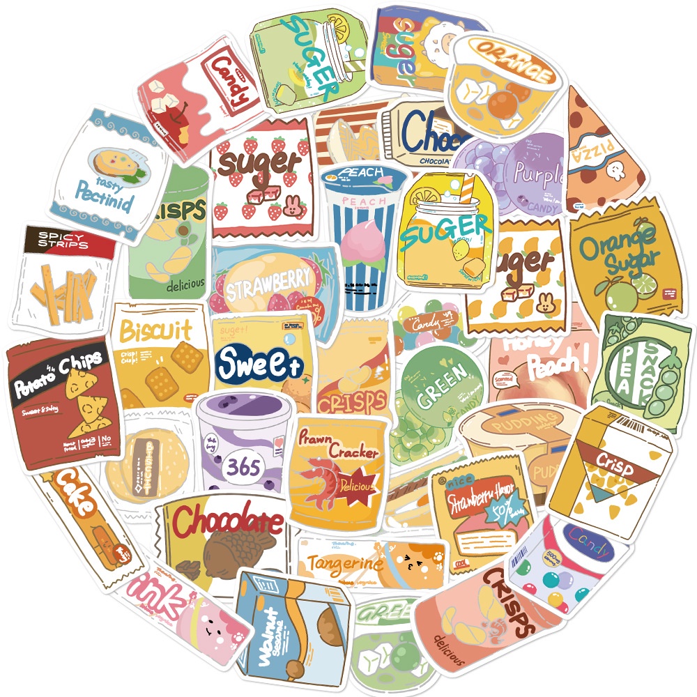 ❉ Miếng Dán Trang Trí Series 01 Họa Tiết Hoạt Hình Dễ Thương ❉ Bộ 40 Sticker Chống Thấm Nước Họa Tiết Doodle Hợp Thời Trang