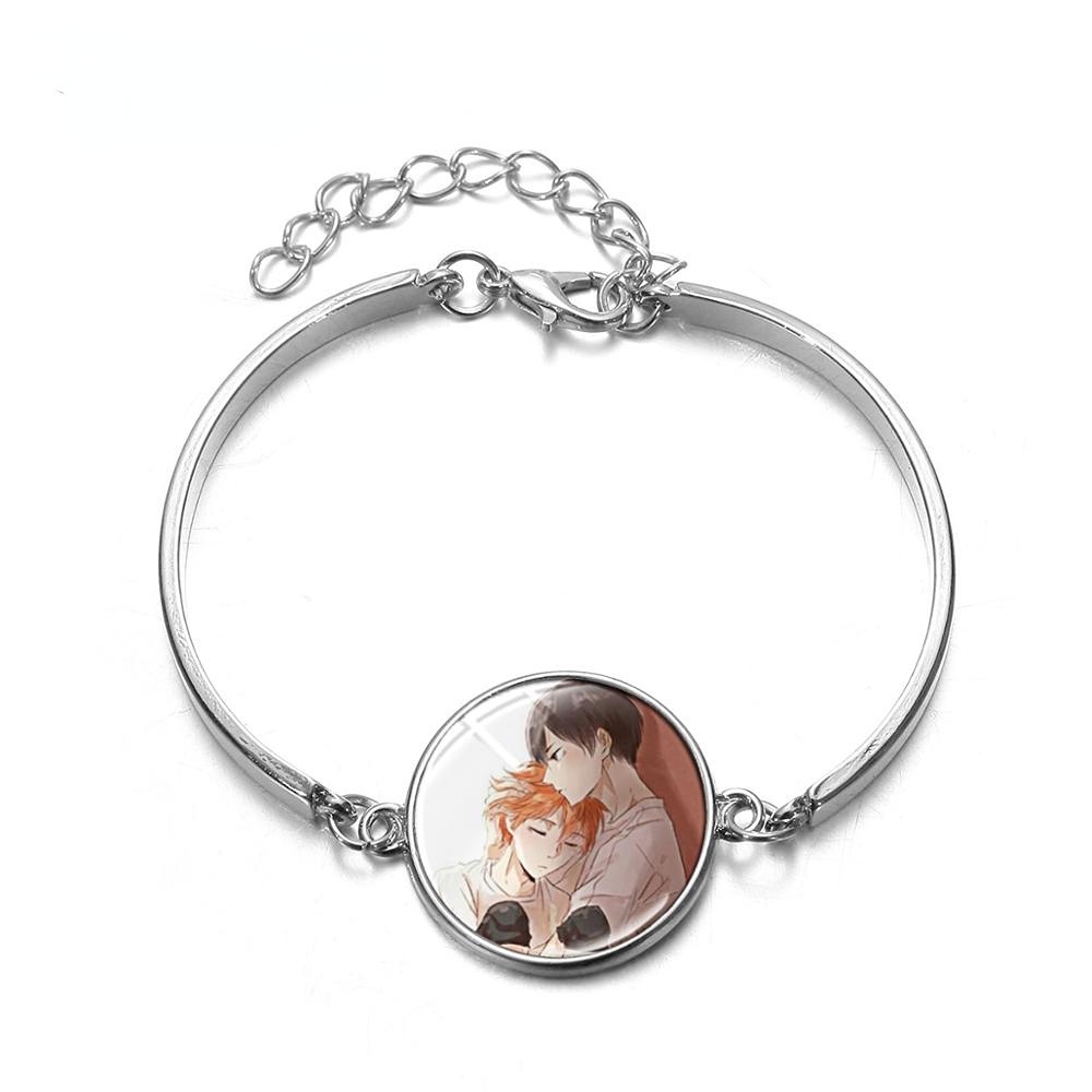 Quả Bóng Chuyền Anime Haikyuu!!! Vòng Tay Manga Shouyou Hinata Kageyama Tobio Mặt Kính Cabochon Quyến Rũ Làm Quà Tặng