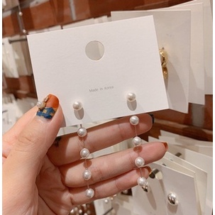 Khuyên Tai Dáng Dài Đính Đá Ngọc Trai Nhân Tạo Thời Trang Phong Cách Hàn Quốc Cho Nữ