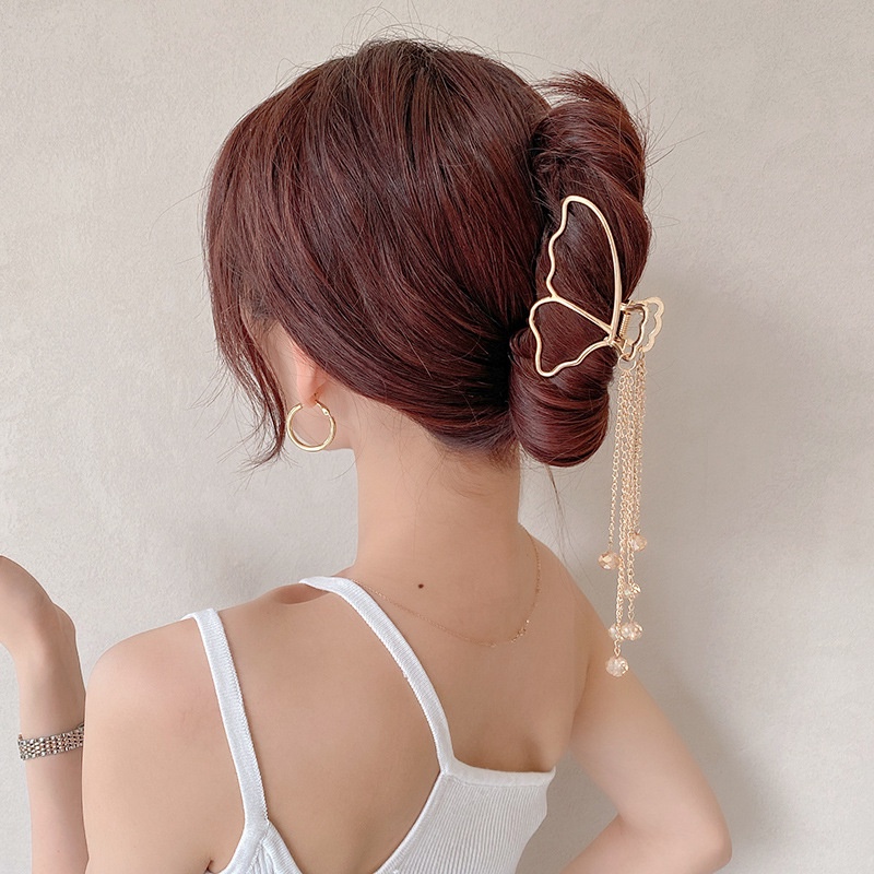 1 Kẹp Tóc Cỡ Lớn 11cm Đính Tua Rua Thời Trang Hàn Quốc