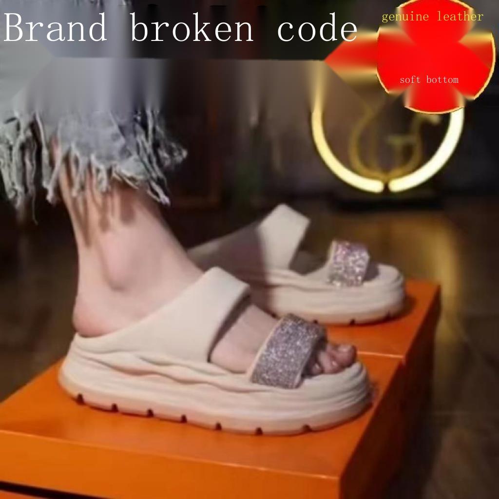 Dép Da Đế Dày Đính Đá Thoải Mái Thời Trang Mùa Hè 2023 Cho Nữ