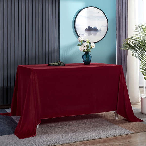 Khăn Trải Bàn Vải Nhung Đỏ Hình Chữ Nhật Sang Trọng