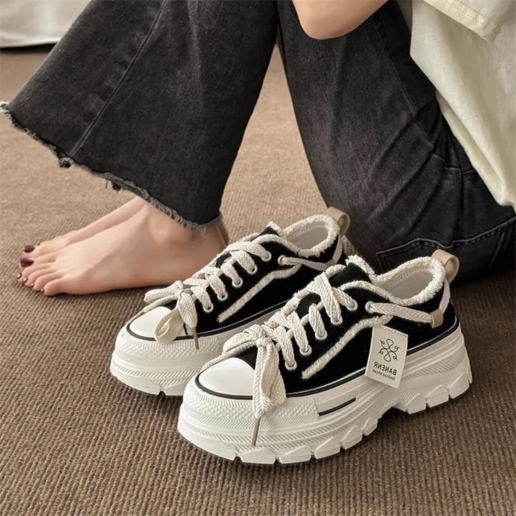 Maishi canvas shoes women s 2023 autumn new all-match women s thick-soled non-slip giày thể thao thoải mái niche sneake
