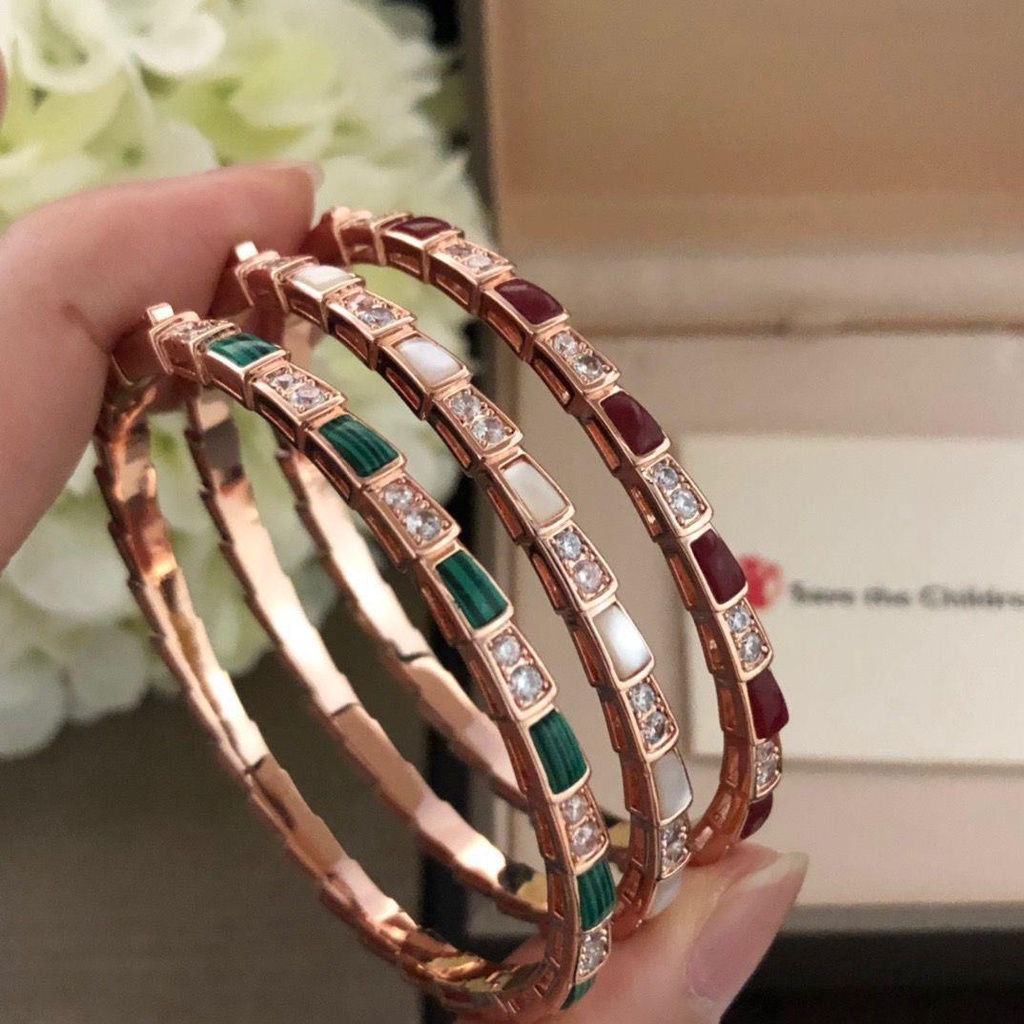 Bvlgari rắn xương vòng tay nữ kim cương vàng hồng 18k titan thép rắn vòng tay cặp đôi quà tặng sang trọng