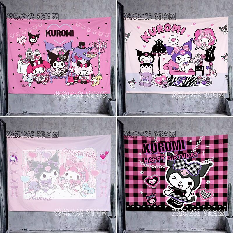 Kuromi sanrio Thảm Vải Treo Tường Trang Trí Phòng Bé Gái