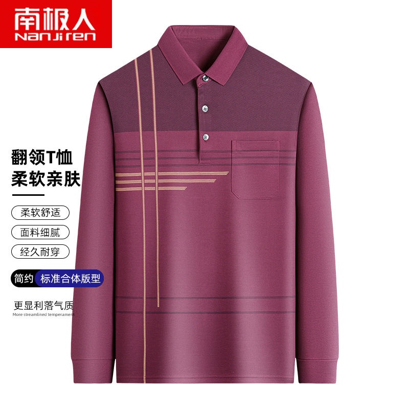 Áo Thun polo Dài Tay Kèm Quần Dài Thời Trang Cho Đàn Ông Trung Niên