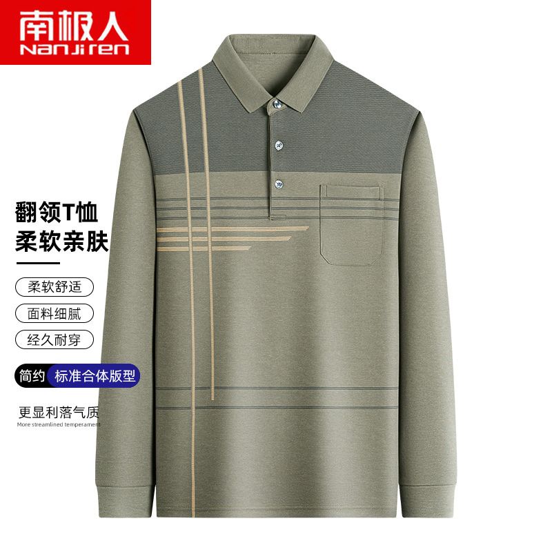 Áo Thun polo Dài Tay Kèm Quần Dài Thời Trang Cho Đàn Ông Trung Niên