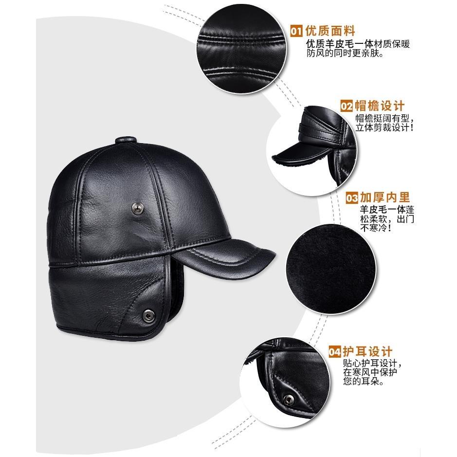 Hvh Mũ Lưỡi Trai Da Cừu Thật Phối Lông Cừu Thời Trang Cao Cấp Dành Cho Nam Trung Niên