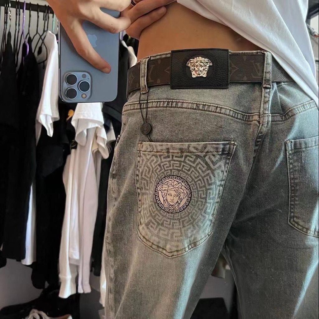 Versace Quần jeans Dài Thêu Họa Tiết Thời Trang Cho Nam