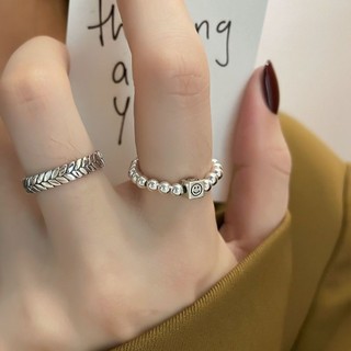 Hợp Thời Trang Nhẫn Nguyên Chất Nữ Mặt Cười Co Giãn Phong Cách Mát Mẽ Trang Sức Cao Cấp ins Phong Cách Thoáng Mát Mở Chỉ Số Học Sinh Nhẫn