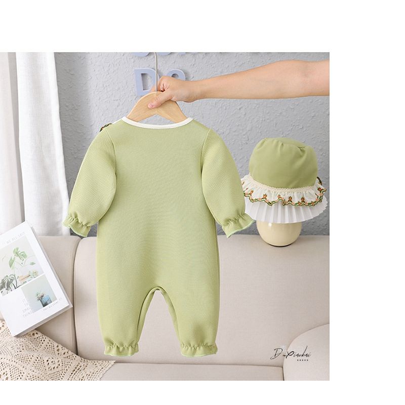 Bộ Áo Liền Quần Công Chúa Siêu Dễ Thương Thời Trang Xuân Thu Cho Bé Gái Sơ Sinh