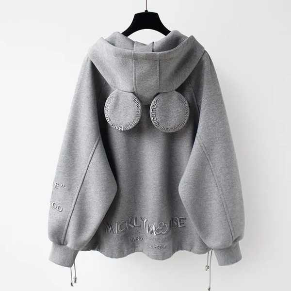 Áo khoác nữ mùa hè áo khoác nữ có mũ Áo khoác hàng châu Âu áo hoodie cỡ lớn rộng rãi có mũ liền tai dễ thương mẫu mới thu đông năm 2023 nữ lót nhung dày dặn