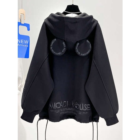 Áo khoác nữ mùa hè áo khoác nữ có mũ Áo khoác hàng châu Âu áo hoodie cỡ lớn rộng rãi có mũ liền tai dễ thương mẫu mới thu đông năm 2023 nữ lót nhung dày dặn