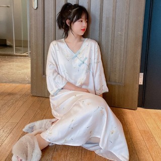 Bộ Đồ Ngủ Mỏng Dáng Rộng Phong Cách Trung Hoa Cổ Điển 150kg plus size Cho Nữ