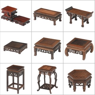 Maahogany kệ gỗ gụ chạm khắc để bình trà đế gỗ hình chữ nhật trang trí tượng phật