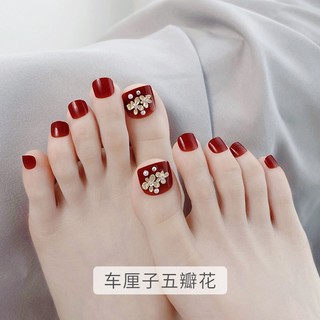 Rượu Vang Đỏ Móng Chân Miếng Dán Móng Chân Làm Móng Tay Thành Phẩm Có Thể Tháo Rời Đeo Đám Cưới Móng Chân Miếng Dán Móng Chân Miếng Dán Móng Chân