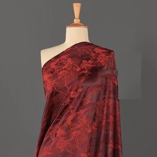 [red Plum] Váy Sườn Xám Vải Jacquard Satin Hai Màu Đỏ Rượu Vang Phong Cách Truyền Thống Languifu