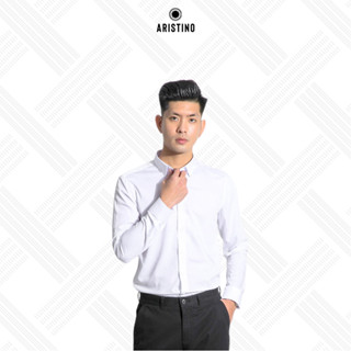 Áo sơ mi nam dài tay màu trắng ARISTINO dáng Slim Fit ôm vừa vặn cơ thể, tôn dáng người mặc