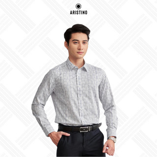 Áo sơ mi nam dài tay ARISTINO dáng Slim fit, họa tiết sọc in nền trắng trẻ trung, độc đáo - ALS11002