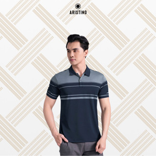 ARISTINO - Áo Polo Nam  Tay Ngắn Kẻ Regular Fit Tôn Dáng Co Giãn APS100AS2