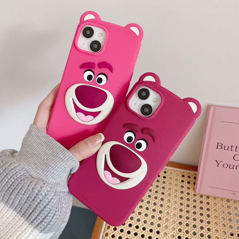 Vỏ điện thoại di động hình gấu dâu tây hoạt hình disney 12 12pro max 13 pro max 14 pro plus max vỏ mềm silicon
