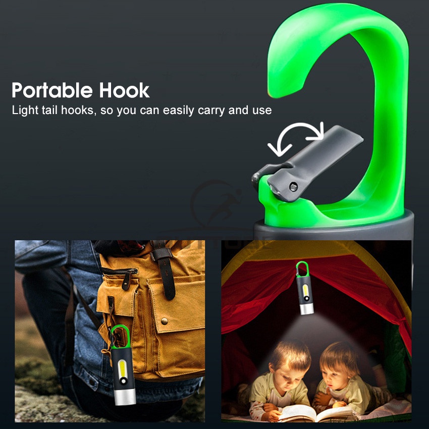 Đèn Pin Mini Đa Năng Chống Thấm Nước Sạc USB Có Móc Treo Chìa Khóa Tiện Dụng
