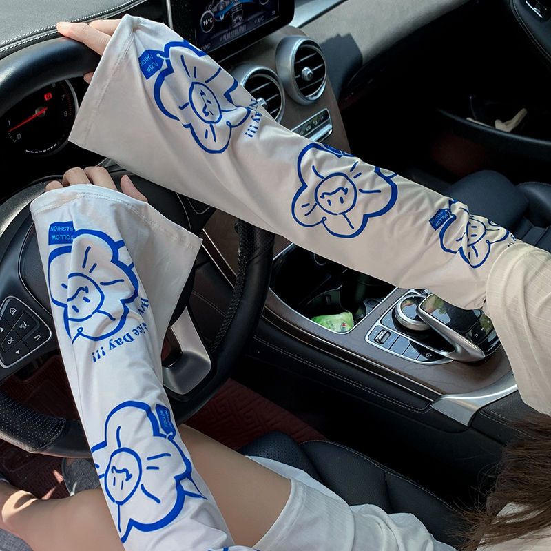 Ống tay GAVINBROWN chống nắng bằng lụa lạnh dáng rộng in họa tiết hoạt hình chống tia cực tím thời trang mùa hè