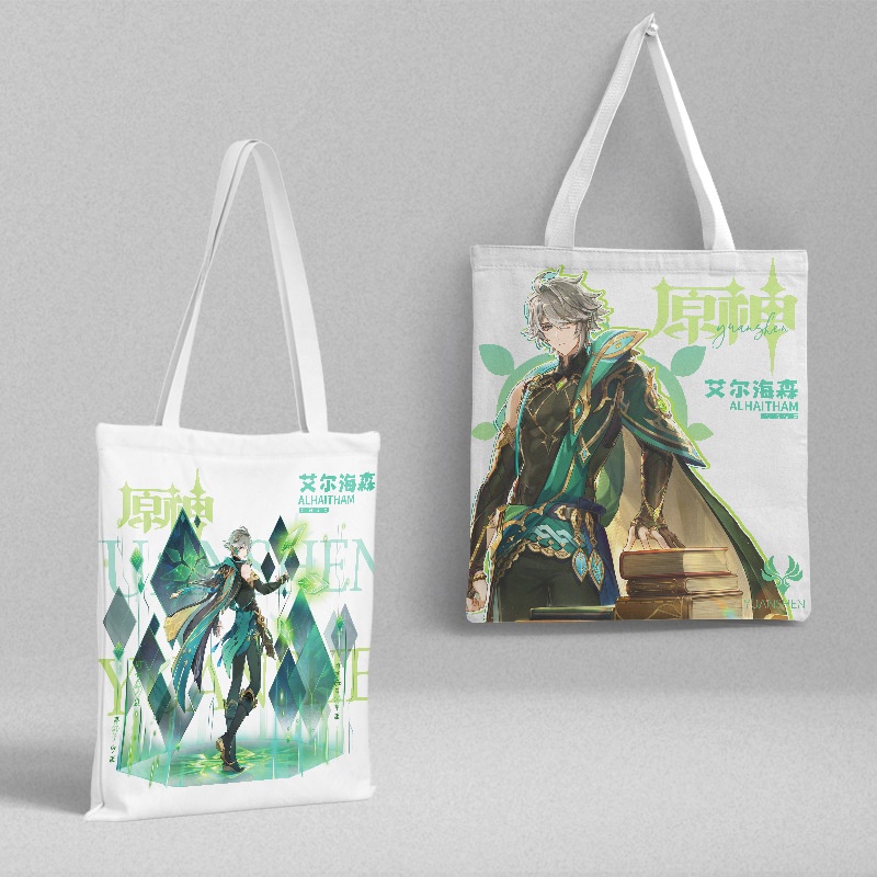 Genshin Va Chạm genshin nahida Hutao yelan Wanderer Túi Vải canvas Đeo Vai Mua Sắm Cho Học Sinh