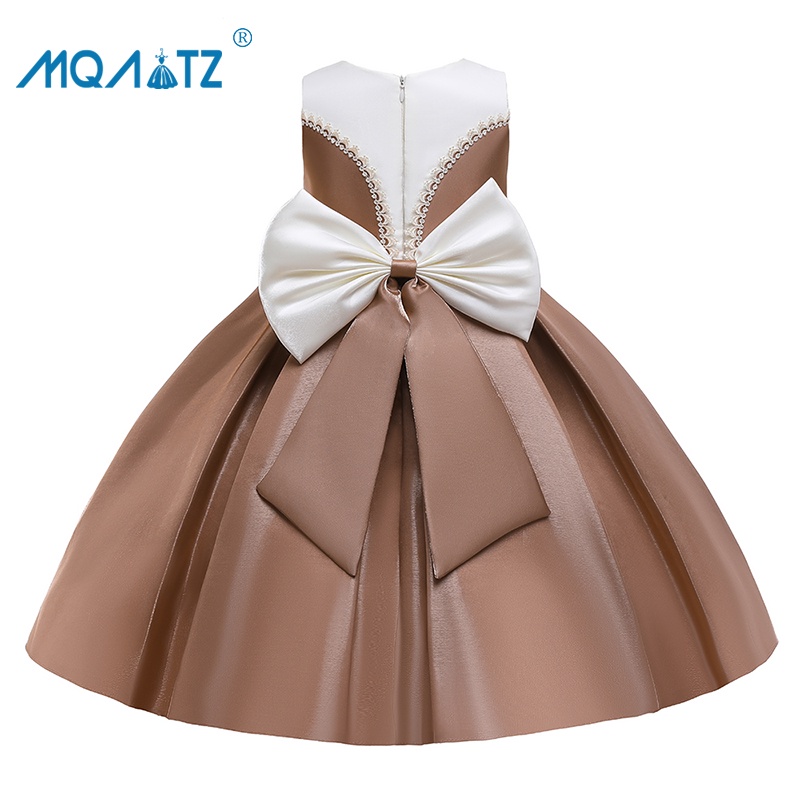 Mqatz Đầm Công Chúa Dáng Dài Thắt Nơ Đính Hạt Trang Trọng Phong Cách Retro Thanh Lịch Dành Cho Bé Gái Tuổi Teen