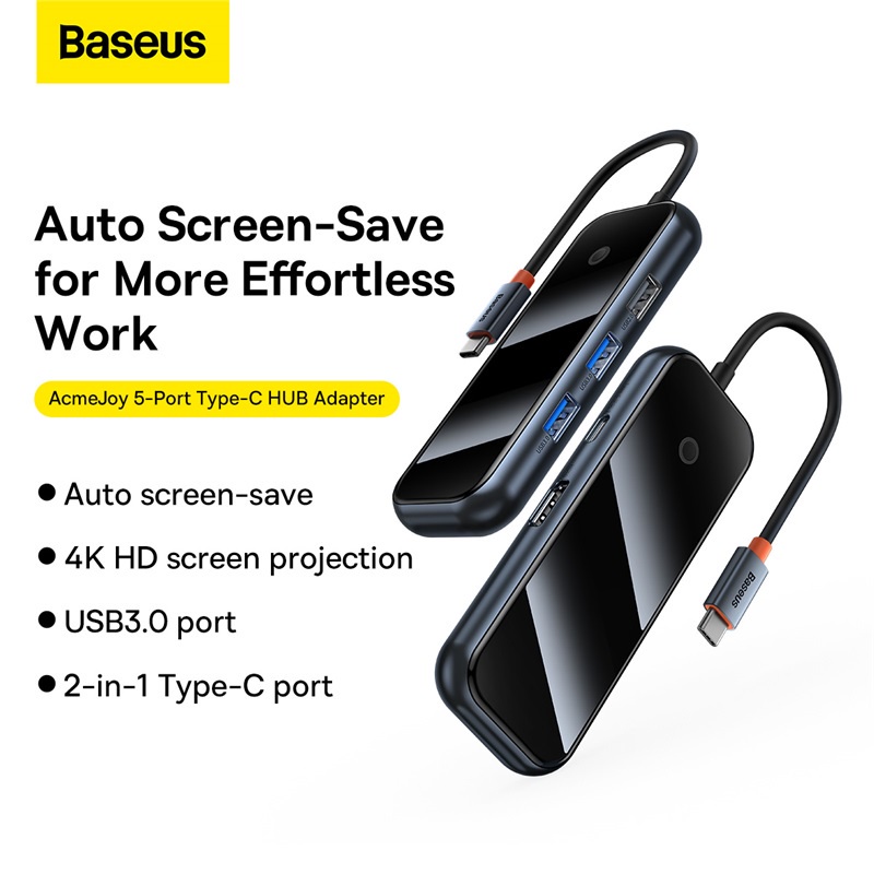 Baseus Đế Sạc Baseus 4K HDMI RJ45 USB 3.0 Type C USB HUB Cho MacBook Pro Air iPad Pro