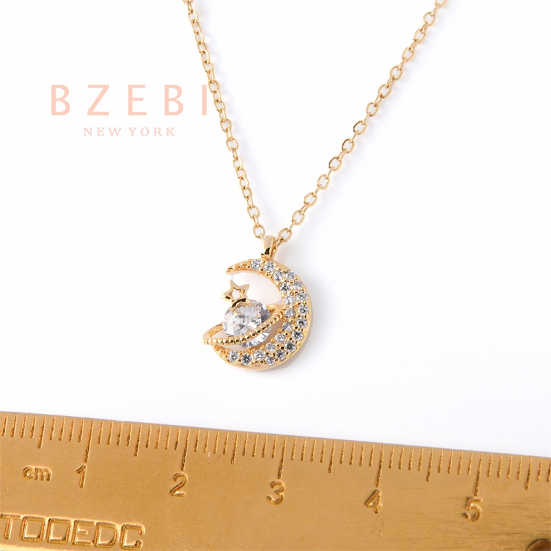 Vòng cổ BZEBI Platinum Mặt Hình Ngôi Sao Mặt Trăng Không Gây Dị Ứng 1099n