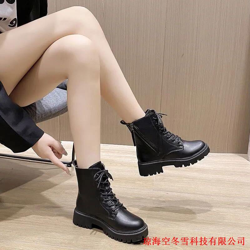 Giày Bốt Martin Bằng Da Thật Mềm Đế Dày Tăng Chiều Cao Phong Cách Anh Quốc Thời Trang Xuân Thu Cho Nữ