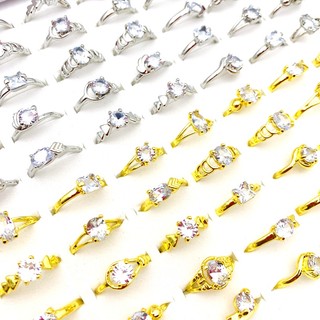 Set 10 nhẫn nữ mạ vàng / bạc đính đá zircon thời trang