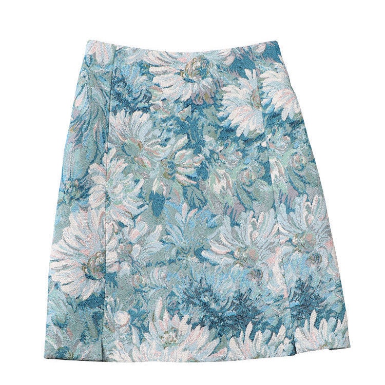 Chân Váy Hoa Lưng Cao Dáng Chữ A Xẻ Tà Thời Trang Xuân Thu Dành Cho Nữ