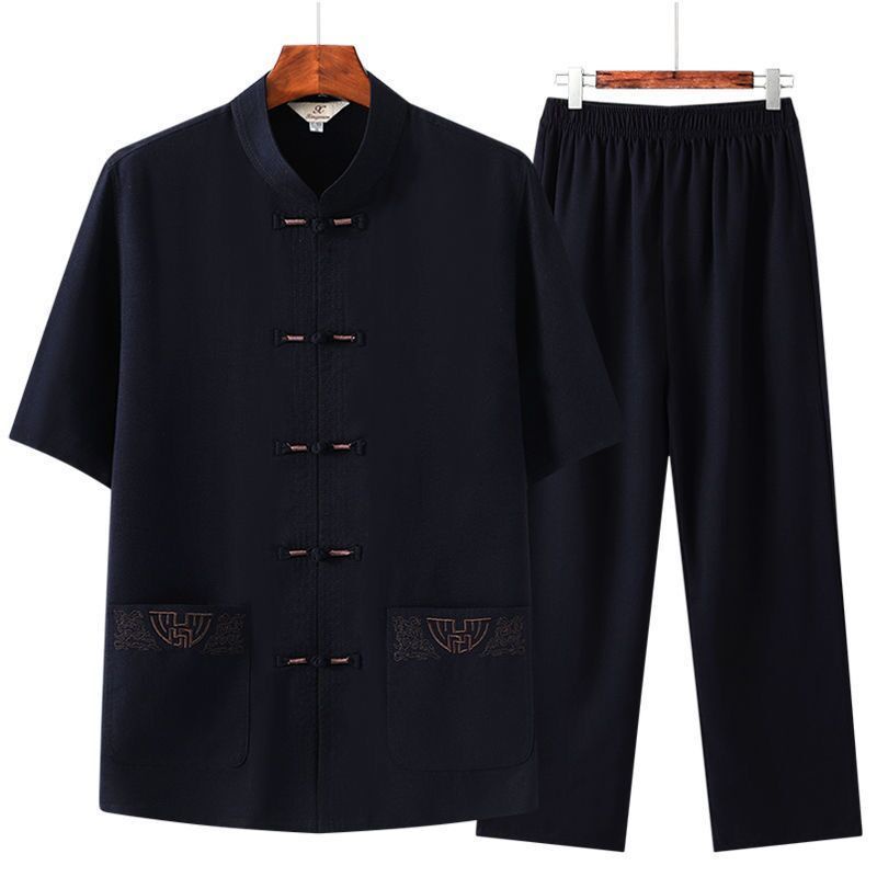 Bộ Quần Áo Ngắn Tay Phong Cách Trung Hoa Cho Đàn Ông Trung Niên