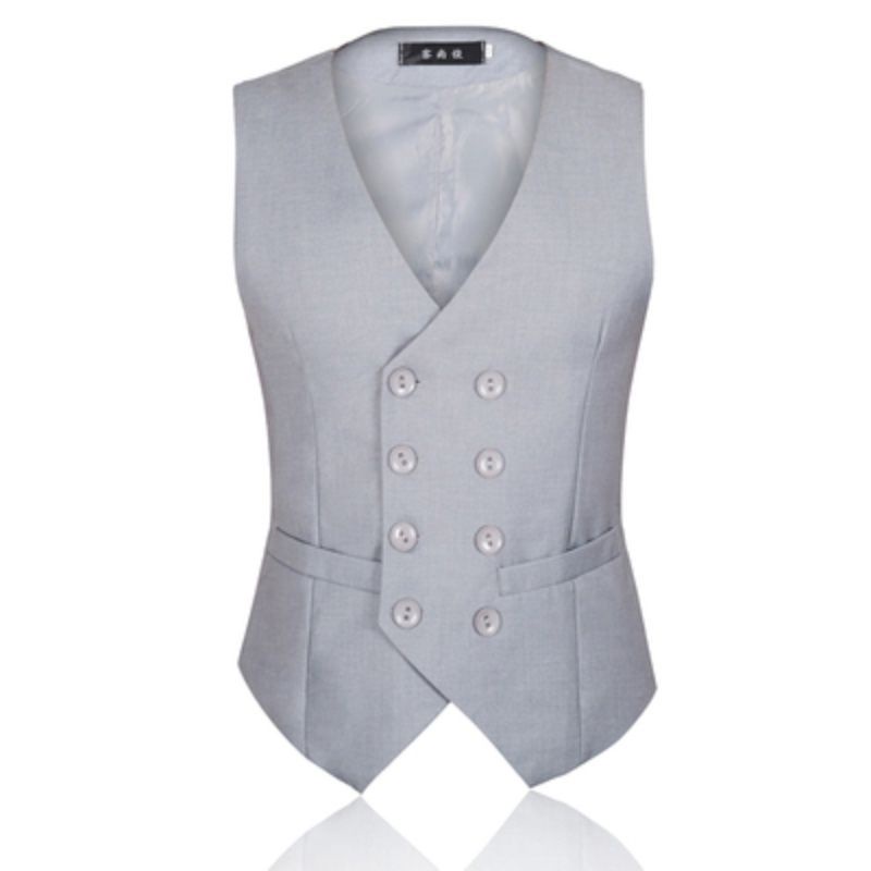 Áo Vest Không Tay Phong Cách Anh Quốc Mùa Xuân Thu Mới Size Lớn Hai Hàng Nút Cài Cho Nam