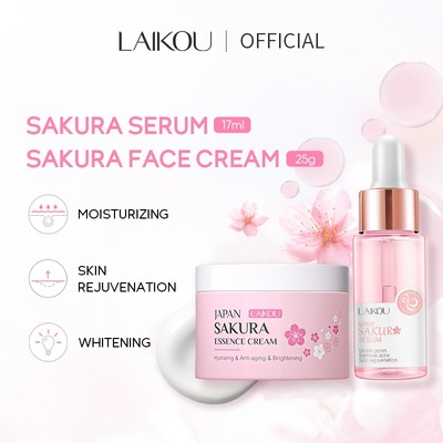 Bộ Skincare LAIKOU Sakura Nhật Bản 2-4 Món Serum + Kem Dưỡng + Kem Mắt + Mặt Nạ Dưỡng Ẩm