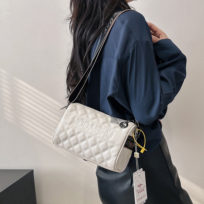 Túi Đeo Chéo Da PU 2 Màu Phong Cách Hàn Quốc Cổ Điển Thời Trang Cho Nữ