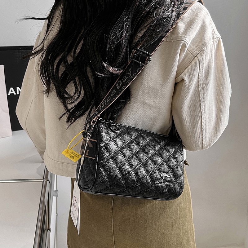 Túi Đeo Chéo Da PU 2 Màu Phong Cách Hàn Quốc Cổ Điển Thời Trang Cho Nữ