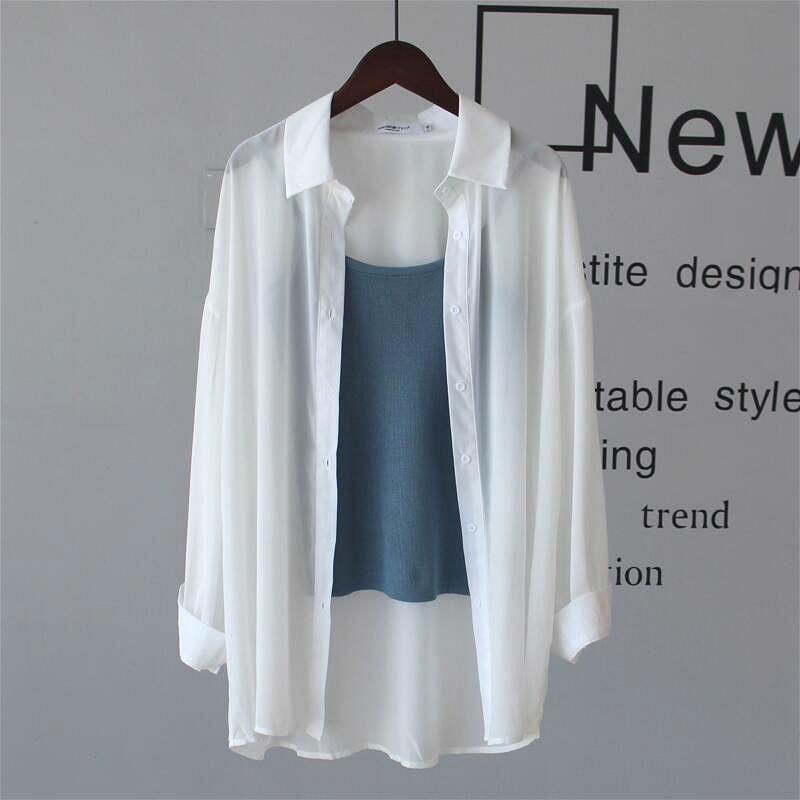 Áo Khoác Cardigan chiffon Mỏng Dáng Rộng Tay Dài Mềm Mại Thời Trang Mùa Hè Cho Nữ