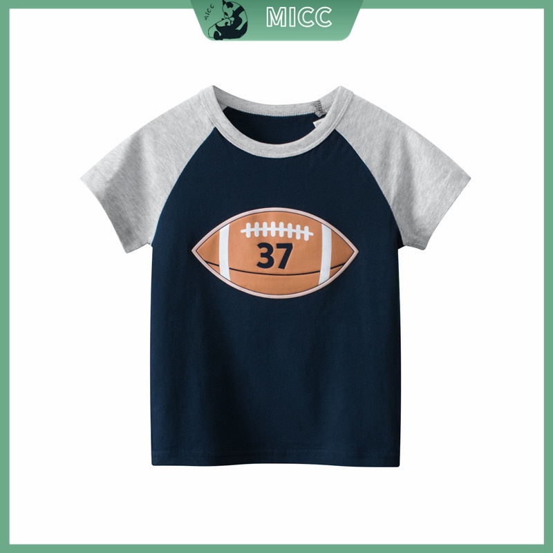 Áo Thun Cotton Tay Ngắn Thấm Hút Mồ Hôi Thoáng Khí Thời Trang Cho Bé Trai 1-9 Tuổi