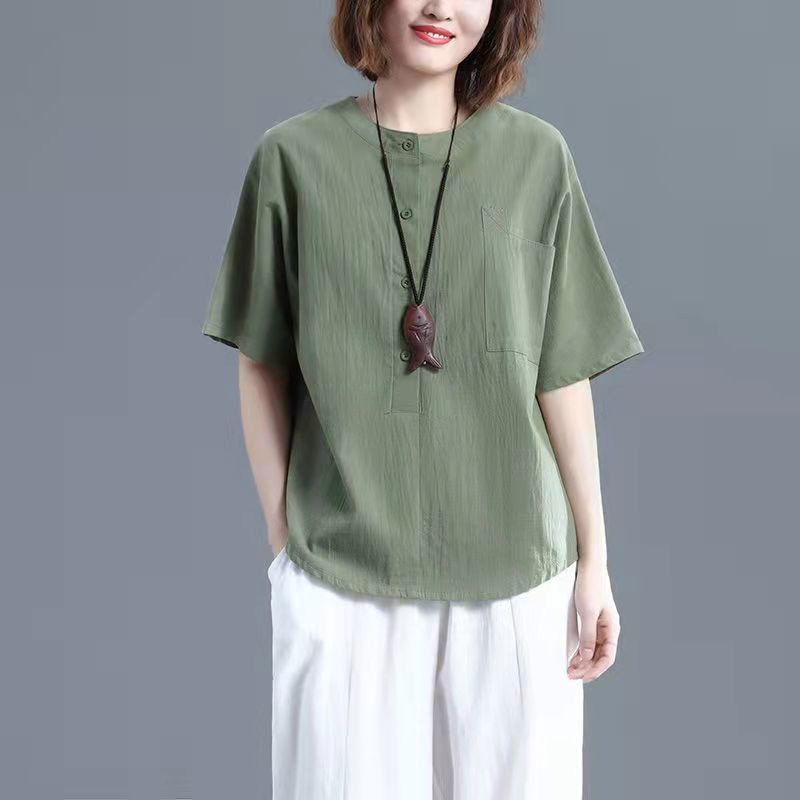 Áo Thun Cotton Ngắn Tay Dáng Rộng Thời Trang Xuân Hè Mới 100kg 2023 Plus Size Trung Niên 2023