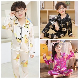 Bộ đồ ngủ lụa trẻ em bộ đồ ngủ trẻ em bé gái & bé trai đồ ngủ cho bé baju bé gái bé trai bé gái baju tidur kanak-kanak