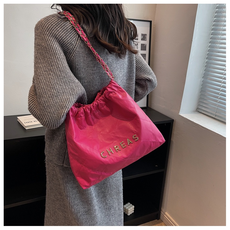 Chreas Túi Xách Da Cỡ Lớn Phối Dây Xích Thiết Kế Trẻ Trung Hợp Thời Trang